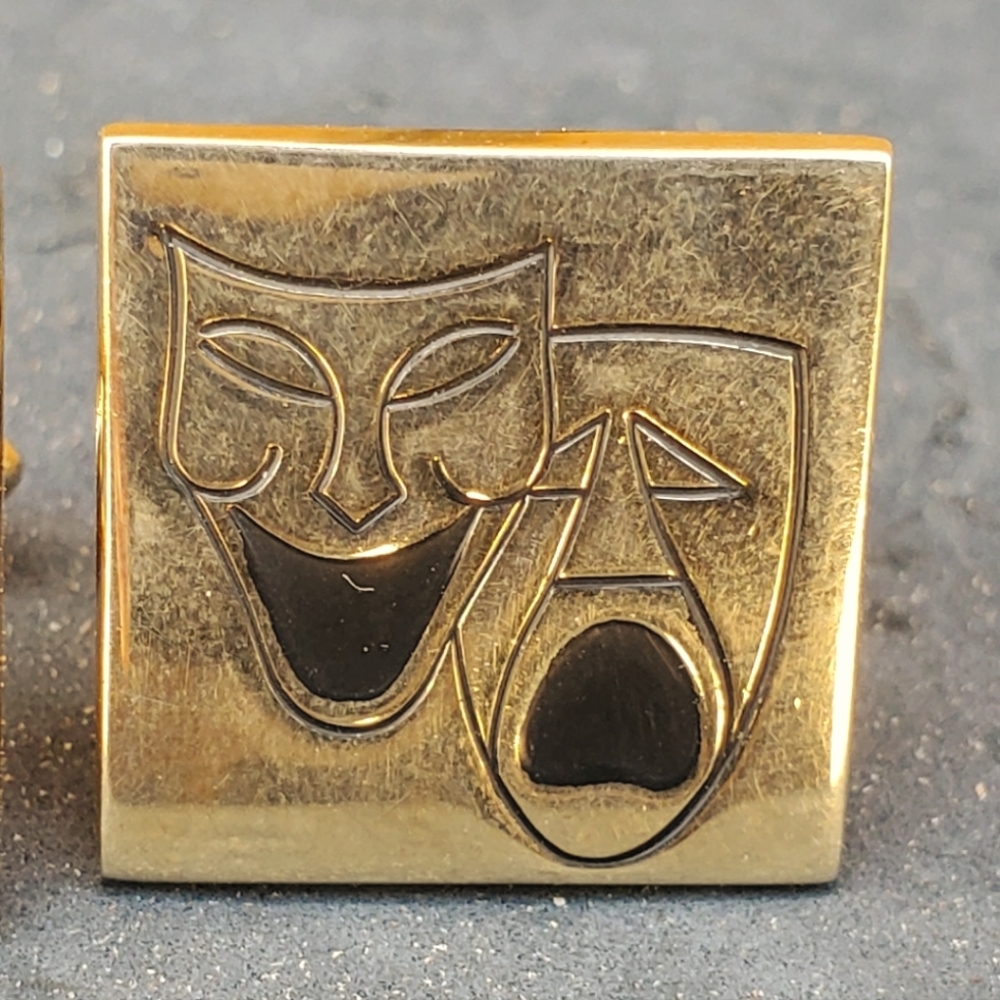 Vintage Swank Theatre Happy, Sad Cufflinks.